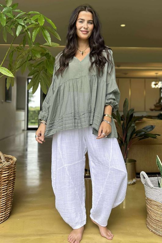 Made in Italy Sa Caleta Cotton Artist Smock Khaki - 